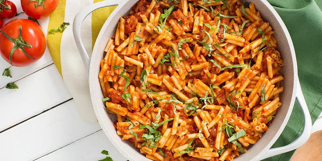 Quinoa Penne with Savory Tomato-Basil Sauce